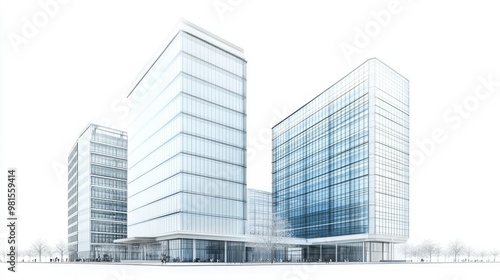Wallpaper Mural Modern Glass Buildings Architectural Sketch, Architecture, Cityscape, Skyscraper Torontodigital.ca