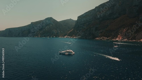 Wallpaper Mural Drone Aerial of Luxury Megayachts and Beach Tourists in Cala Luna, Sardinia During Summer Torontodigital.ca