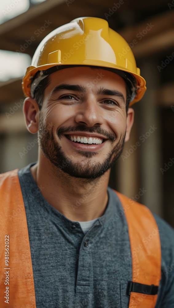 Smiling construction worker on site Smiling construction worker on site