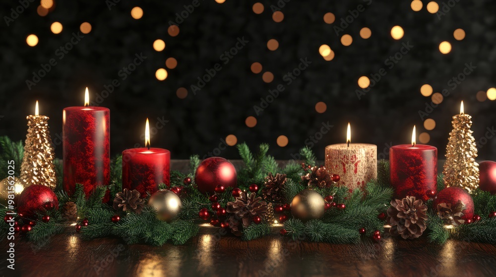 Wunderschöner langer Tisch mit vielen Kerzen gedeckt für weihnachtliches Fest in schöner Location im Querformat für Banner, ai generativ transparent background Wunderschöner langer Tisch mit vielen Kerzen gedeckt für weihnachtliches Fest in schöner Location im Querformat für Banner, ai generativ transparent background