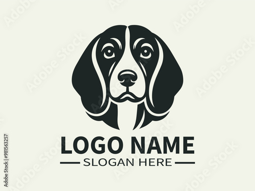 Beagle Logo Design, Hound Dog, Hunting Dog, Happy Hound, Sniffing Dog photo