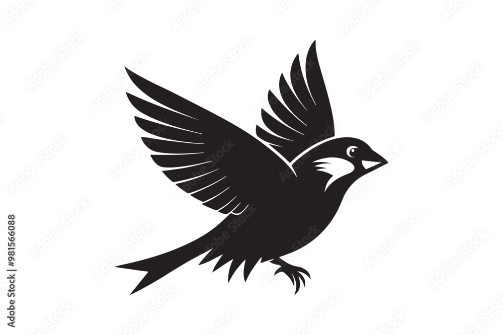 Fototapeta premium Common Sparrow silhouette vector illustration, Common Sparrow silhouette PNG, Common Sparrow silhouette vector .