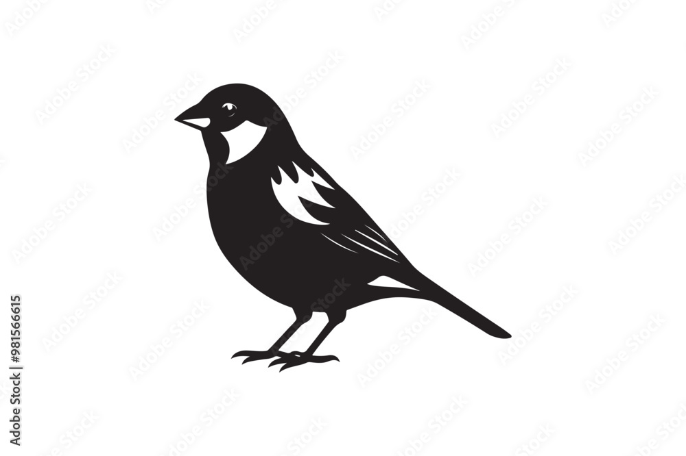 Obraz premium Common Sparrow silhouette vector illustration, Common Sparrow silhouette PNG, Common Sparrow silhouette vector .