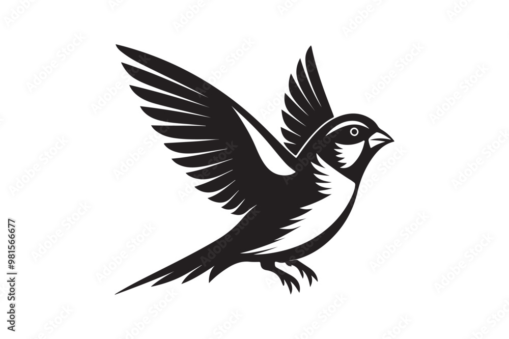 Fototapeta premium Common Sparrow silhouette vector illustration, Common Sparrow silhouette PNG, Common Sparrow silhouette vector .