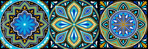 Moroccan ceramic tile pattern. Mediterranean traditional folk ornament.
