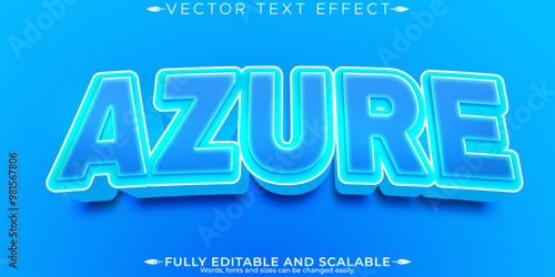 Azure editable text effect, editable water and blue text style