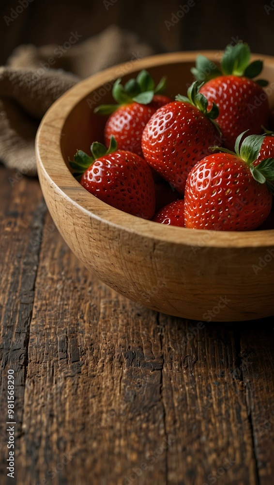 Strawberries in a wooden bowl. Strawberries in a wooden bowl.