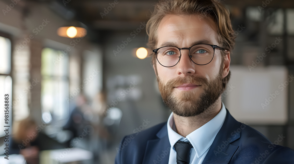Fototapeta premium Successful mid-businessman looking at camera