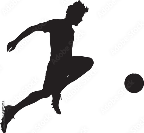 Silhouette of a person playing football.