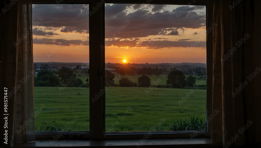 Sunset view from a window. Sunset view from a window.