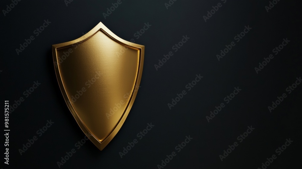 Golden shield on dark background Golden shield on dark background