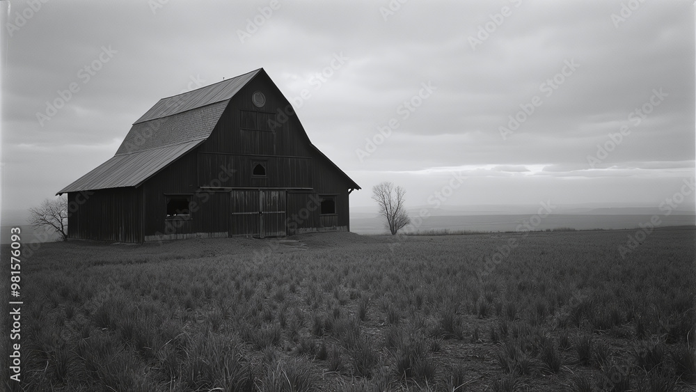 Old Wooden Barn in a Field Old Wooden Barn in a Field