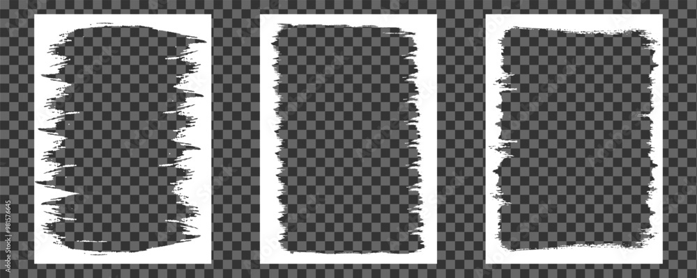 Set of grunge frames for photo collage. Template with brush stroke. Rectangular old rough edge effect border for picture overlay Set of grunge frames for photo collage. Template with brush stroke. Rectangular old rough edge effect border for picture overlay