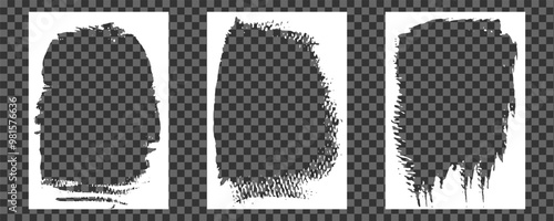 Set of grunge frames for photo collage. Template with brush stroke.  Rectangular old rough edge effect border for picture overlay