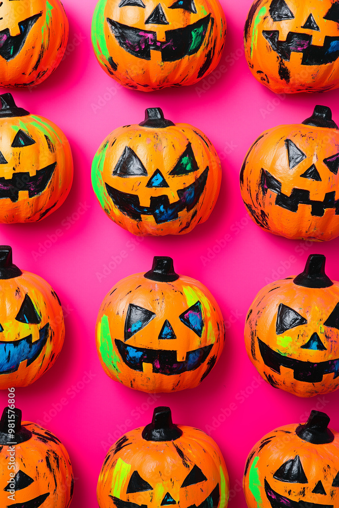Halloween pumpkin seamless pattern on pink background. Halloween banner background concept. Halloween pumpkin seamless pattern on pink background. Halloween banner background concept.