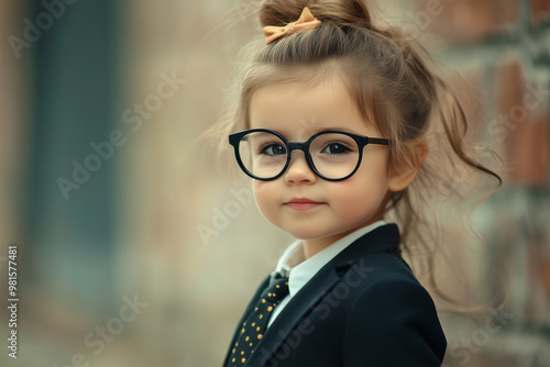 little girl dressed as a career woman