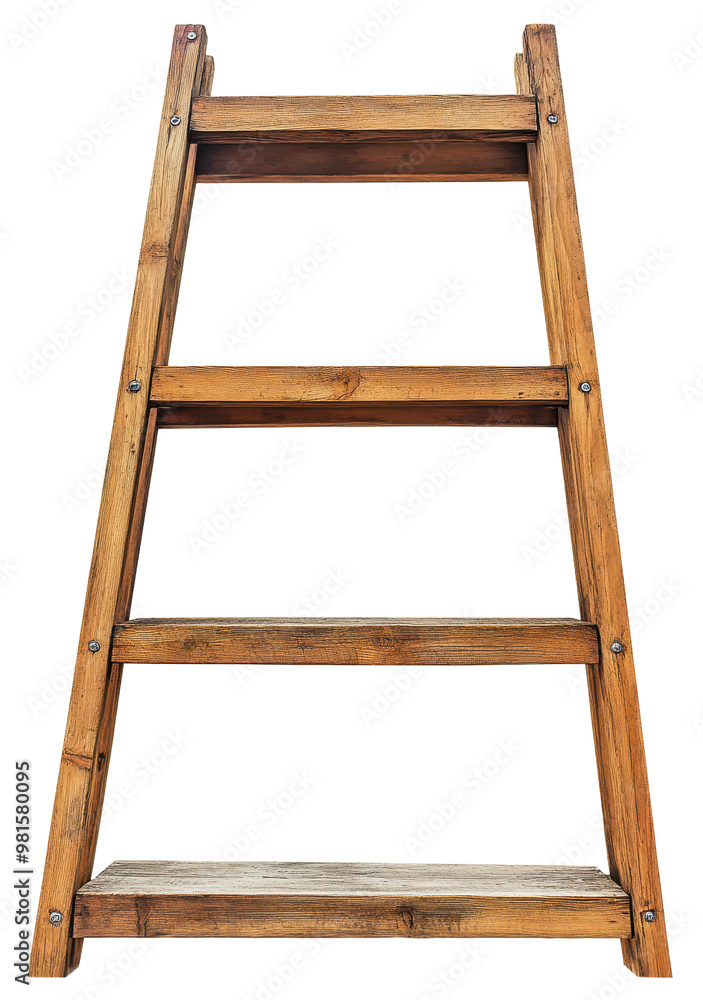 Wooden step ladder with platform on transparent background Wooden step ladder with platform on transparent background