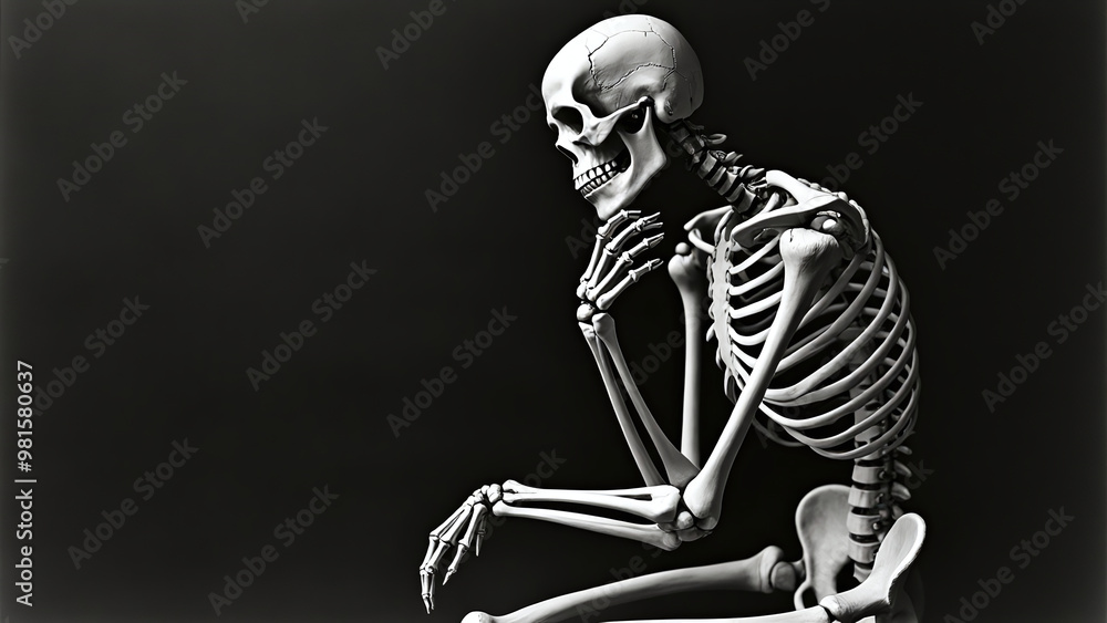Fototapeta premium Skeleton Smoking: A Contemplative Moment
