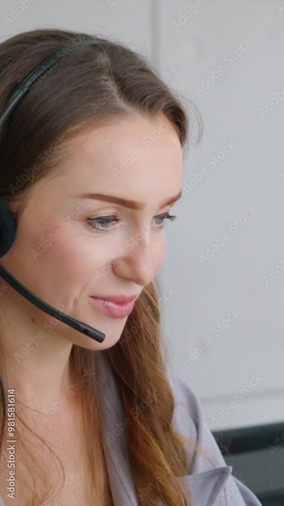 Business people wearing headset working in office to support remote customer or colleague. Call center, telemarketing, customer support agent provide service on telephone video conference call. Business people wearing headset working in office to support remote customer or colleague. Call center, telemarketing, customer support agent provide service on telephone video conference call.