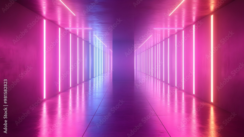 Bright neon lights casting glow on dark background image
Bright neon lights casting glow on dark background image