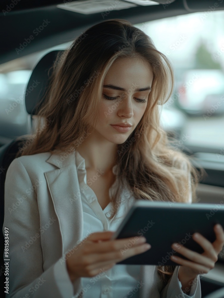 Busy Young Woman Reviewing Information Busy Young Woman Reviewing Information