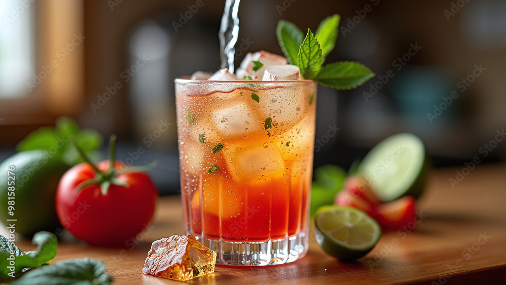 Iced Tea in Glass on Marble Surface Iced Tea in Glass on Marble Surface