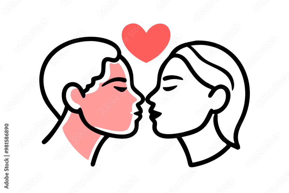 Icon of a couple kissing each other. Love concept design Icon of a couple kissing each other. Love concept design