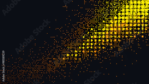 Obraz na płótnie Dispersed Yellow Squares on Black Background w salonie