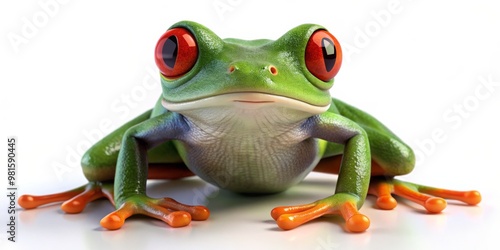 3D Render of a Curious Green Tree Frog, 3D rendering, digital art, frog, amphibian