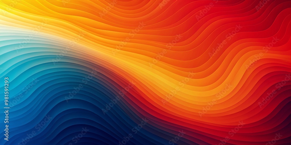 Obraz premium Abstract Curved Lines in Blue, Yellow, and Red, Gradient, Background, Wallpaper, Minimalist