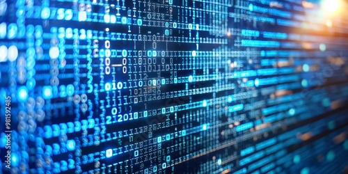 Wallpaper Mural Blue Binary Code Data Stream, data, technology, digital Torontodigital.ca