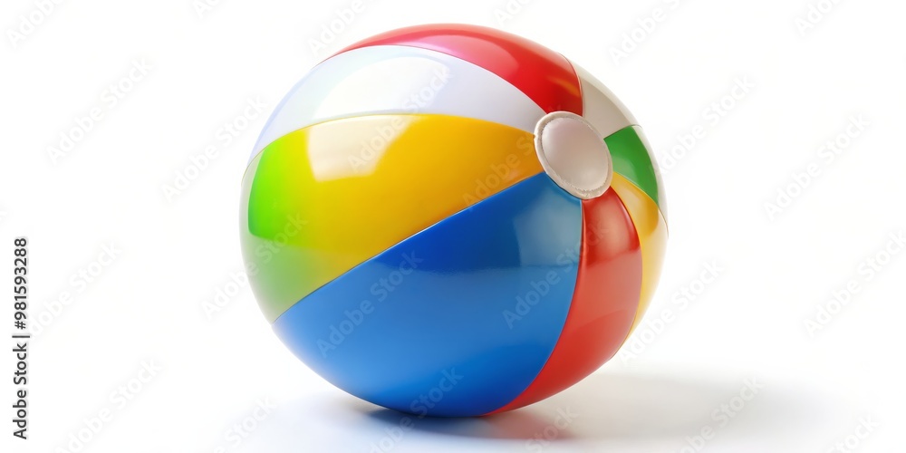 Naklejka premium Colorful Beach Ball on White Background, isolated, summer, beach, vacation