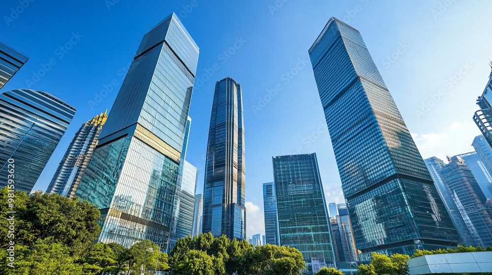 Office towers and commercial buildings in the Tianhe District of Guangzhou, China. Office towers and commercial buildings in the Tianhe District of Guangzhou, China.