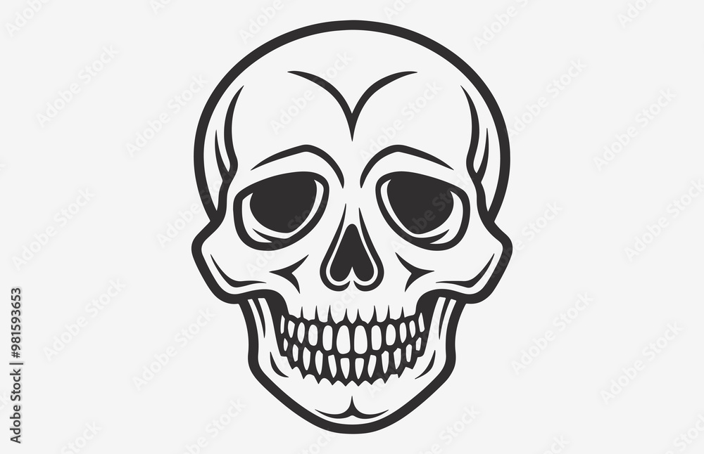 A skull photo Line Art drawing with a black face outline white background A skull photo Line Art drawing with a black face outline white background