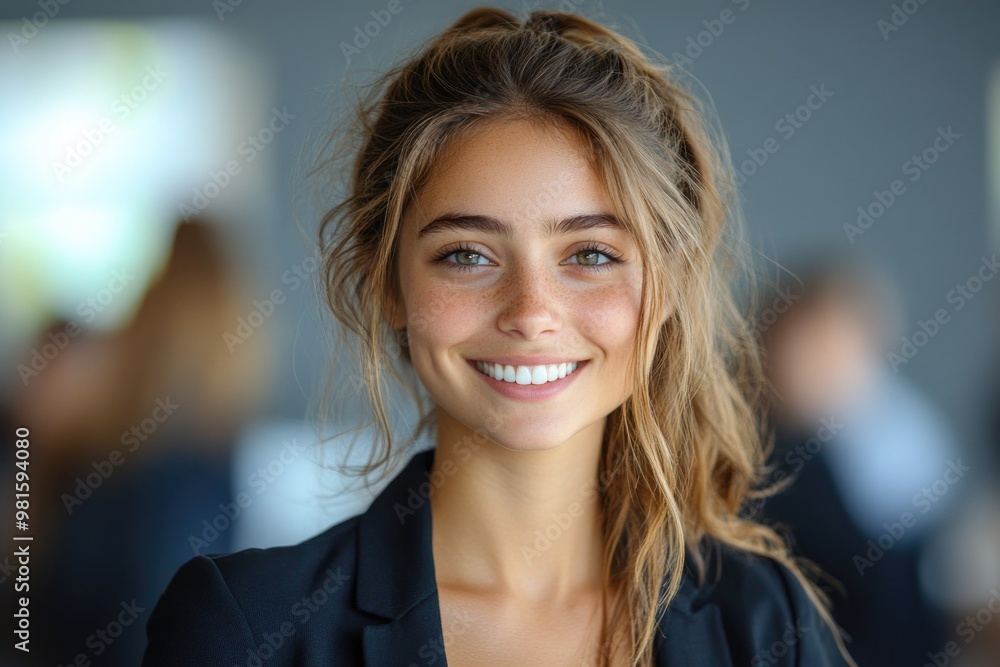 Confident Young Businesswoman Smiling During a Productive Office Meeting with Team Members Confident Young Businesswoman Smiling During a Productive Office Meeting with Team Members