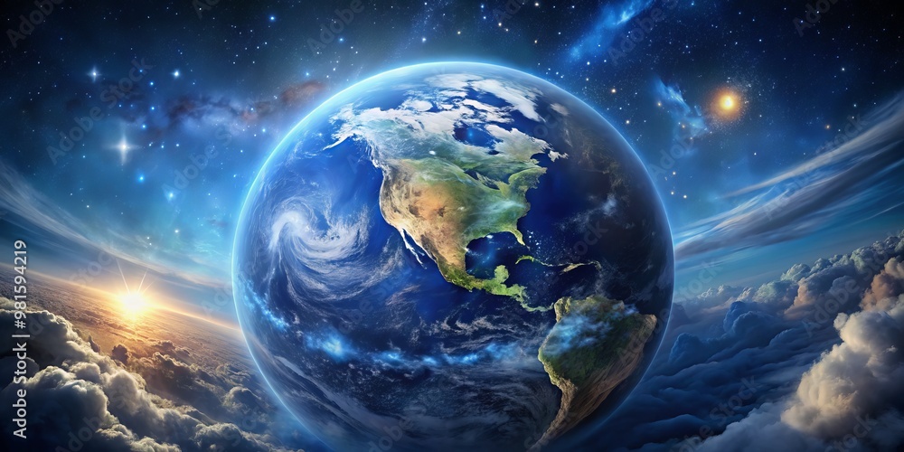 Earthrise Above the Clouds, Digital Art, Planet, Space, Universe, Clouds, Earth Earthrise Above the Clouds, Digital Art, Planet, Space, Universe, Clouds, Earth