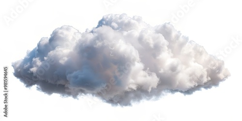 Fluffy White Cloud Isolated on White Background, cloudscape, weather, nature