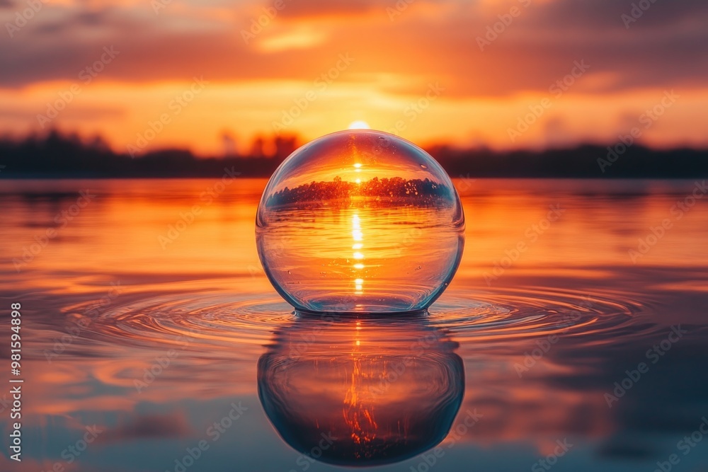 Soap Bubble Reflecting Sunset Colors: A Delicate and Dreamy Floating Moment in Twilight Light Soap Bubble Reflecting Sunset Colors: A Delicate and Dreamy Floating Moment in Twilight Light
