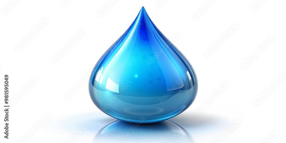 Glossy Blue Water Drop 3D Render, 3D Render, Water Drop, Blue Glossy Blue Water Drop 3D Render, 3D Render, Water Drop, Blue