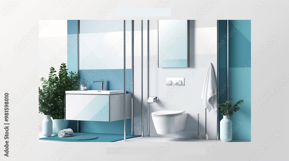 Fototapeta premium Bathroom interior design illustration