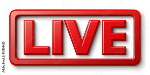 Red 3D LIVE Sign in Frame, Broadcasting, Live Stream, Online photo