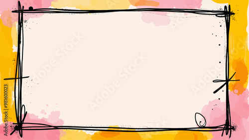 Abstract Paint Splatter Frame in Pink and Yellow