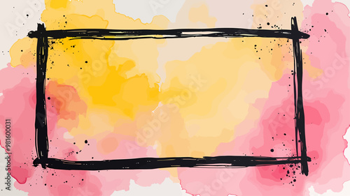 Abstract Paint Splatter Frame in Pink and Yellow