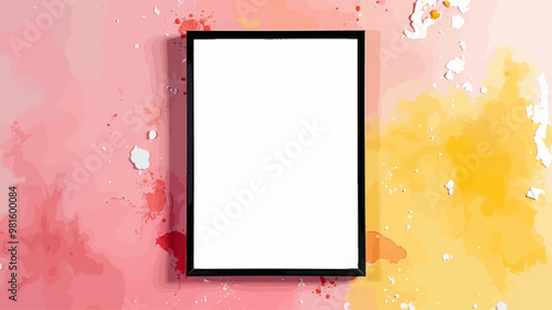 Abstract Paint Splatter Frame in Pink and Yellow