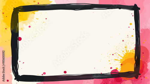 Abstract Paint Splatter Frame in Pink and Yellow