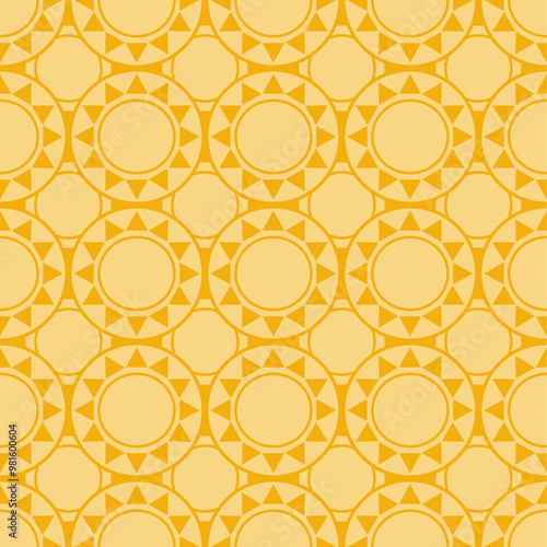 Seamless pattern yellow sun circles