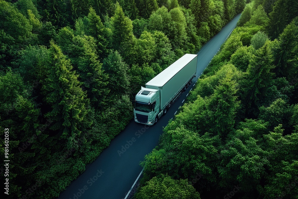 Fototapeta premium Sustainable Delivery: Eco-Friendly Logistics, Carbon Neutral Transport, and Green Shipping Solutio