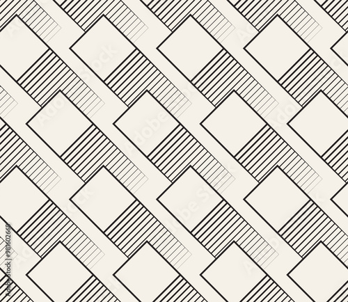 Vector seamless pattern. Repeating geometric elements. Stylish monochrome background design.