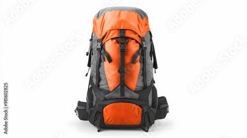 Durable Orange Hiking Backpack for Outdoor Adventures, Featuring Multiple Compartments and Adjustable Straps