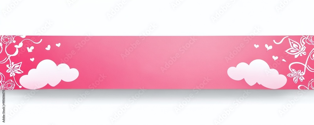 Bright pink banner with cloud designs perfect for a children's party or celebration setup in a playful environment Bright pink banner with cloud designs perfect for a children's party or celebration setup in a playful environment